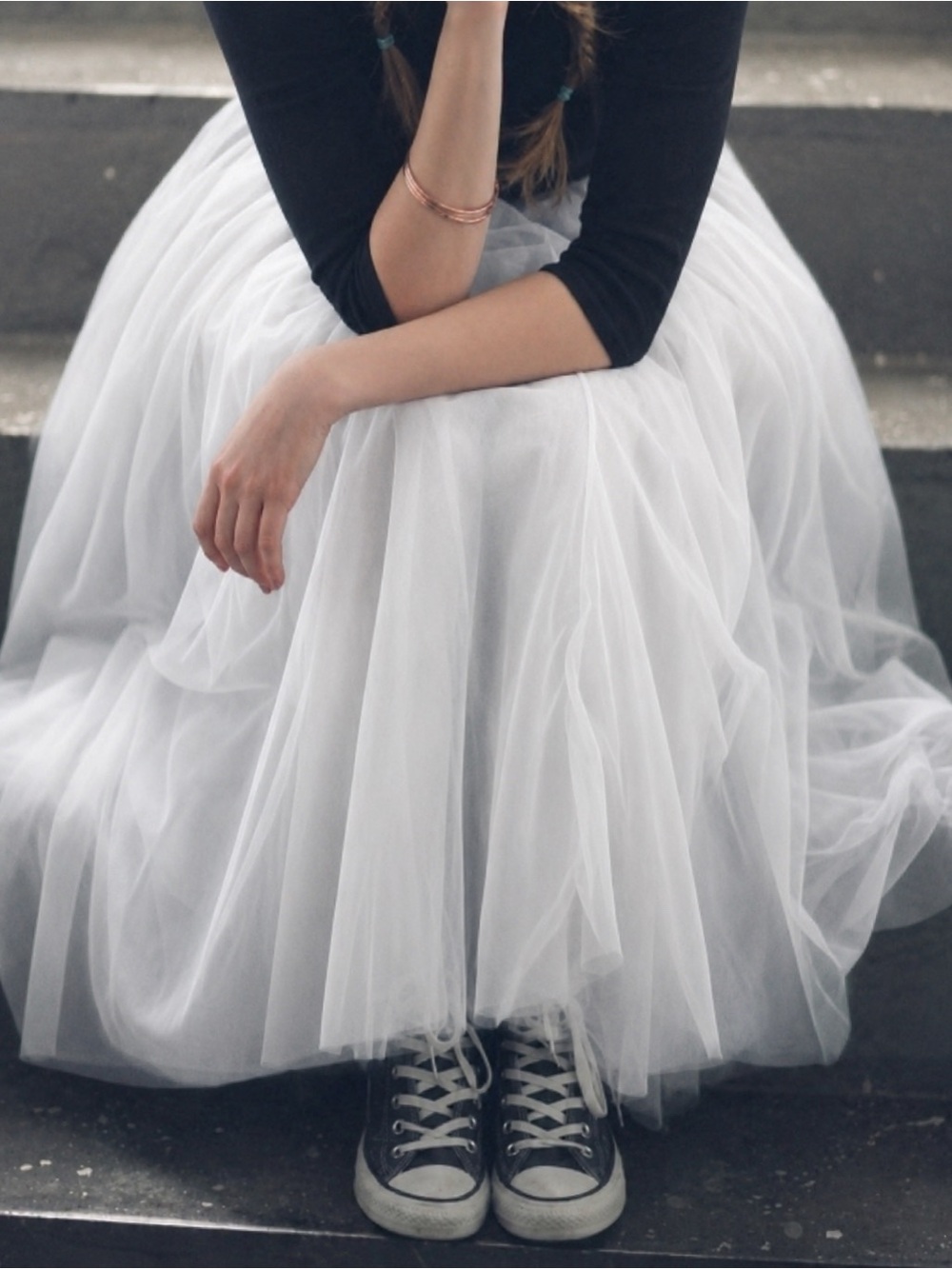 A New Day White Tulle Midi Skirt Women’s Small Off White